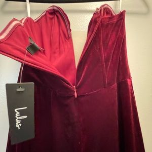NWT! Lulu’s Velvet Maroon Strapless Jumpsuit